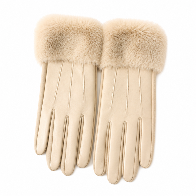Luva couro Pelinho Vail Fendi