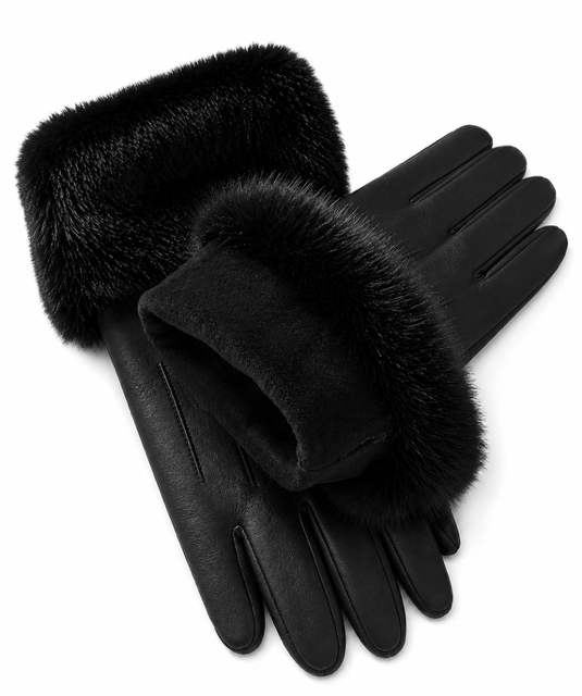 Luva couro Pelinho Vail Fendi