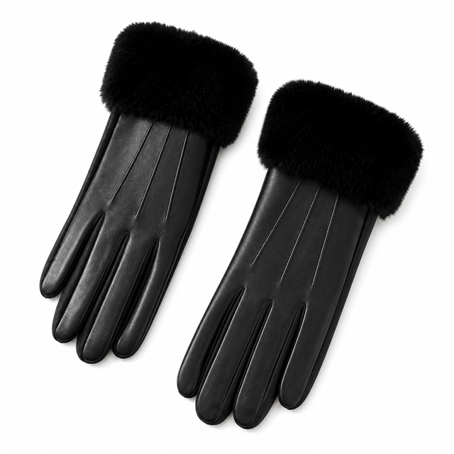 Luva couro Pelinho Vail Fendi