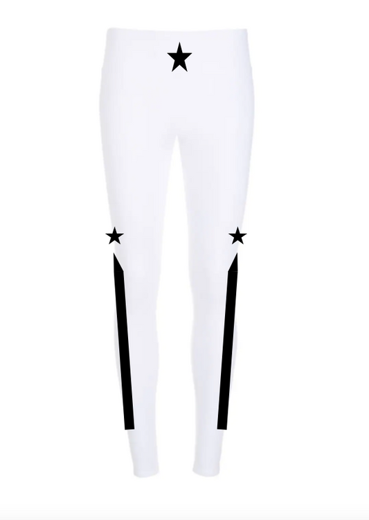 Pre Order - Ref. 21 - Calça Térmica Faixas Stars Branca com Preto