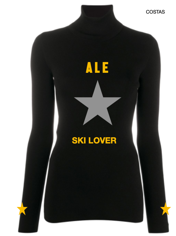 Pre Order - Ref. Ale 4 - Blusa térmica zíper Star Preta com Ouro e Prata