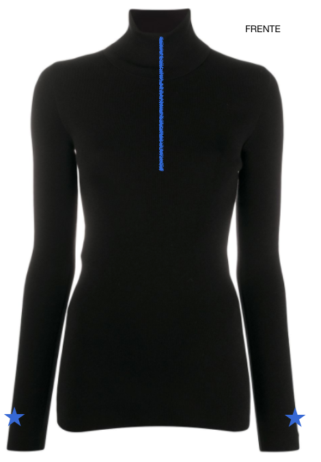 Pre Order - Ref. Gisele 8 - Blusa térmica Gisele ziper Branca com Preto