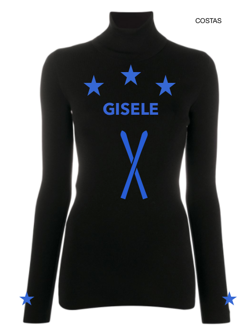 Pre Order - Ref. Gisele 9 - Blusa térmica Giseleziper Preta com Azul Metalic