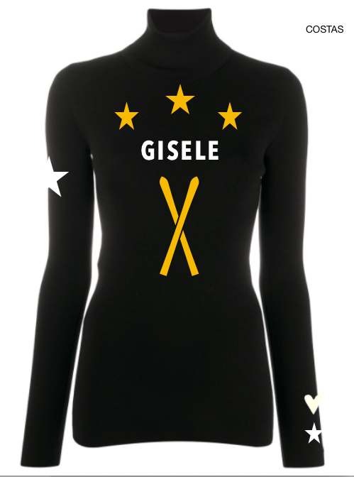 Pre Order - Ref. Gisele 7 - Blusa térmica Gisele ziper Preta com Ouro e Branco