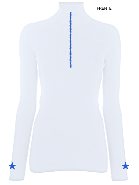 Pre Order - Ref. Gisele 8 - Blusa térmica Gisele ziper Branca com Preto
