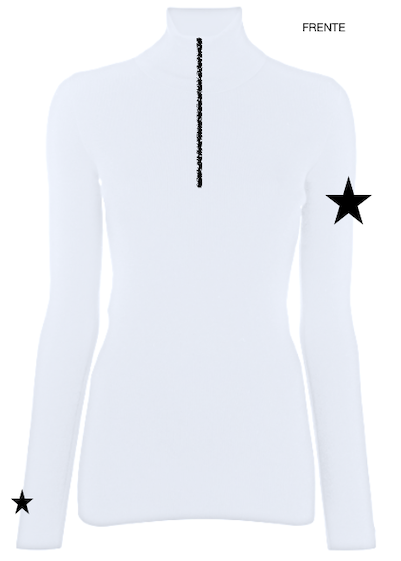 Pre Order - Ref. Gisele 8 - Blusa térmica Gisele ziper Branca com Preto