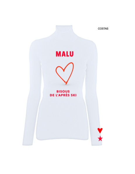 Pre Order - Ref. Malu 11  Blusa térmica ziper Bisous De L'Après Ski Preta com Branco e Vermelho Metalic Infantil