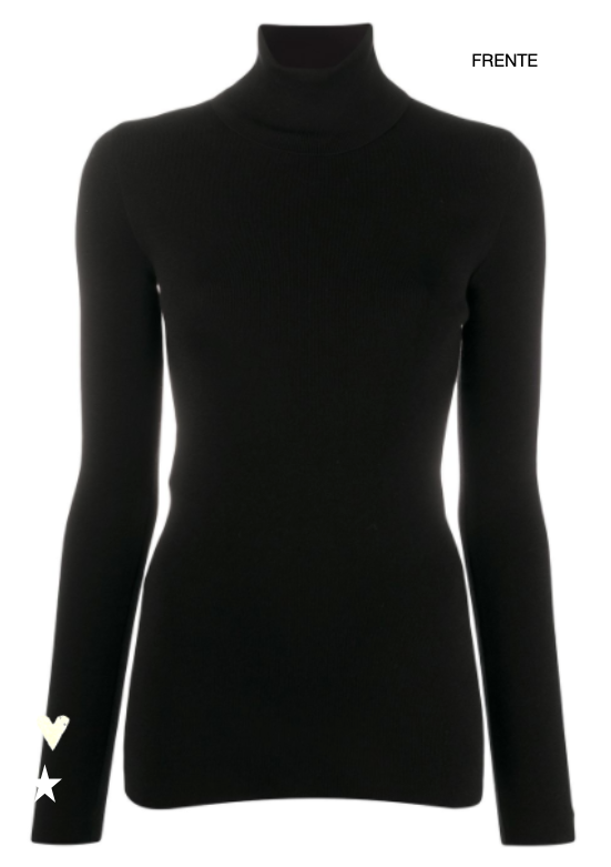 Pre Order - Ref. Malu 11  Blusa térmica ziper Bisous De L'Après Ski Preta com Branco e Vermelho Metalic Infantil