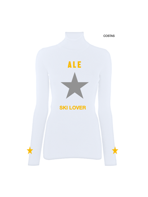 Pre Order - Ref. Ale 3 - Blusa térmica básica Star Branca com Ouro e Prata - Infantil