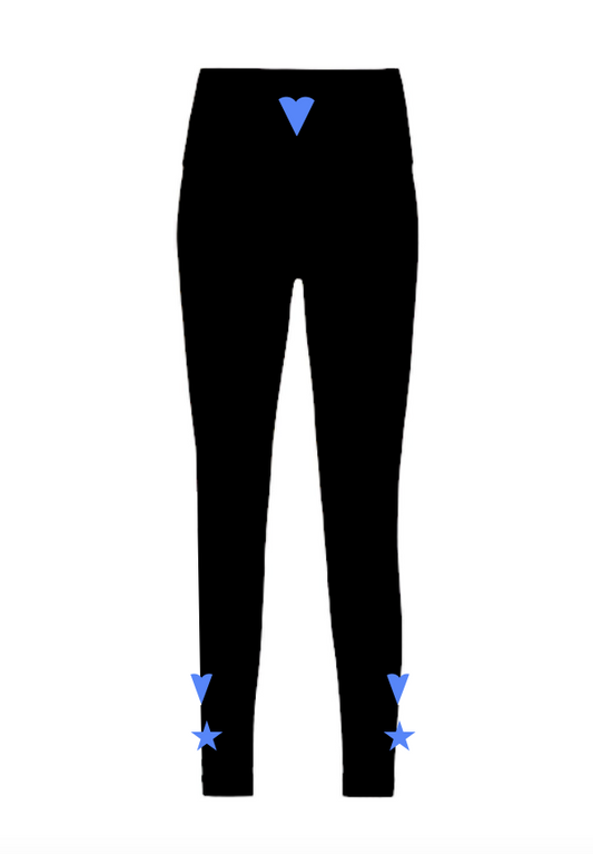 Pre Order - Ref. 22 - Calça térmica Heart Preta com Azul Metalic