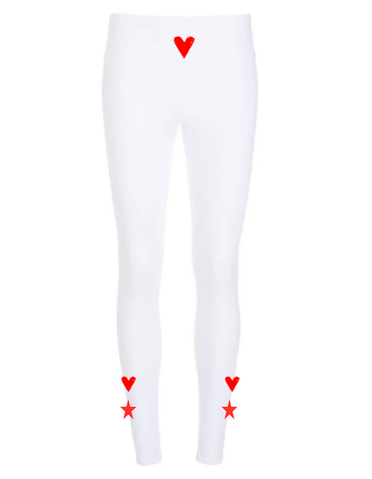 Pre Order - Ref. 23 - Calça térmica Heart Branca com Vermelho Metalic