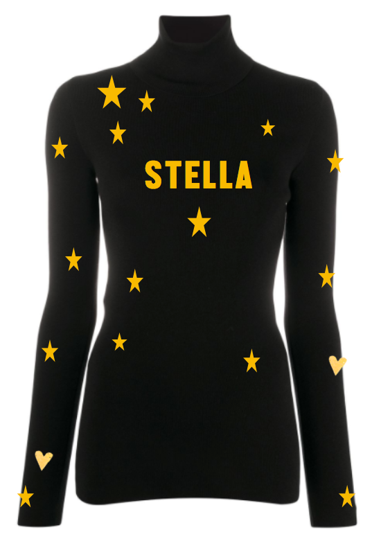 Pre Order - Ref. Stella 5 - Blusa térmica ziper Mini Stars Preta com Ouro