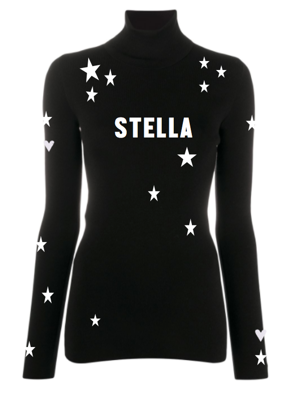 Pre Order - Ref. Stella 5 - Blusa térmica ziper Mini Stars Preta com Ouro