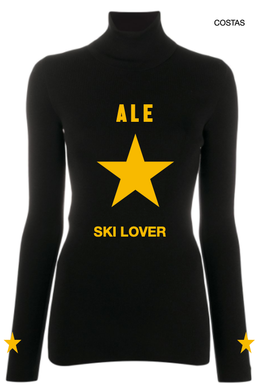 Pre Order - Ref. Ale 2 - Blusa térmica básica Star Preta com BRANCO