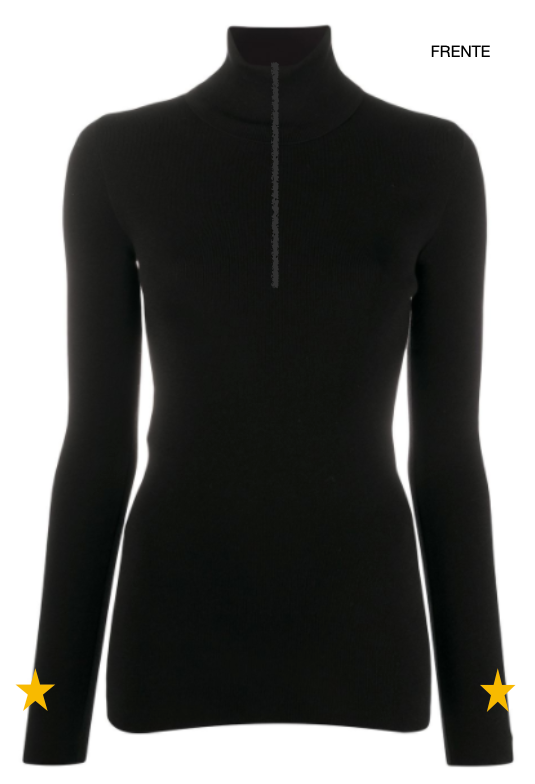 Pre Order - Ref. Ale 4 - Blusa térmica zíper Star Preta com Ouro e Prata