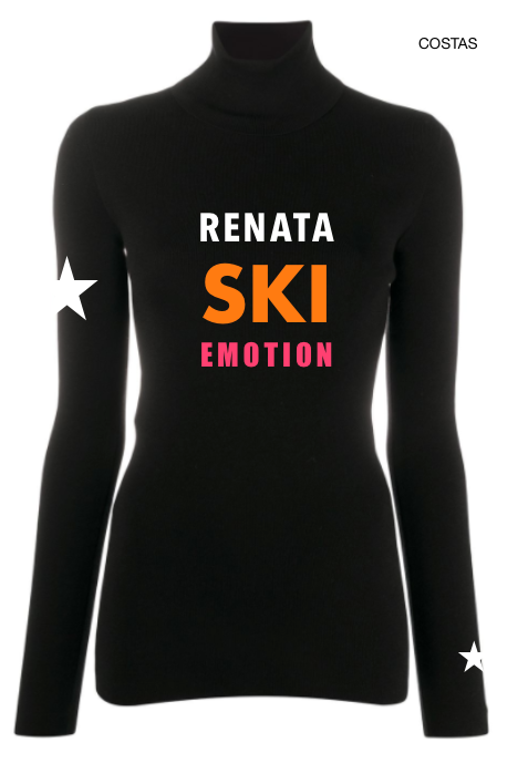 Pre Order - Ref. Renata 14 - Blusa térmica zíper Renata Ski Emotion Preta com Neon