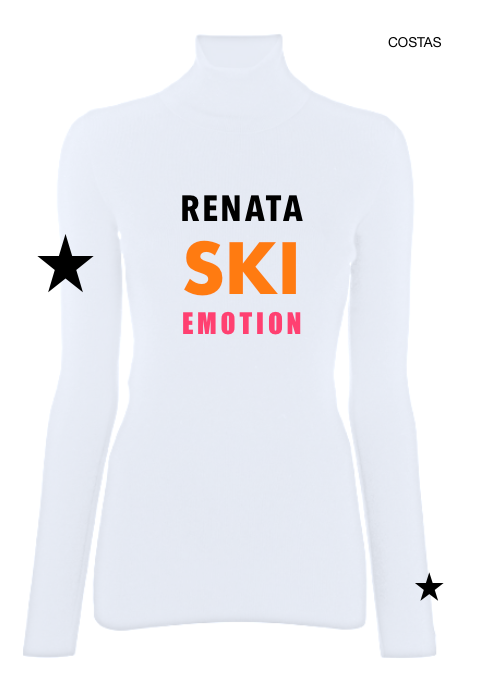 Pre Order - Ref. Renata 13 - Blusa térmica zíper Renata Ski Emotion Branca com Neon