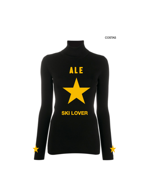 Pre Order - Ref. Ale 1 - Blusa térmica básica Star Preta com Ouro - Infantil