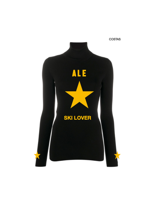 Pre Order - Ref. Ale 1 - Blusa térmica básica Star Preta com Ouro - Infantil