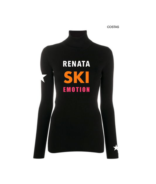 Pre Order - Ref. Renata 12 - Blusa térmica básica Renata Ski Emotion Preta com Neon - Infantil