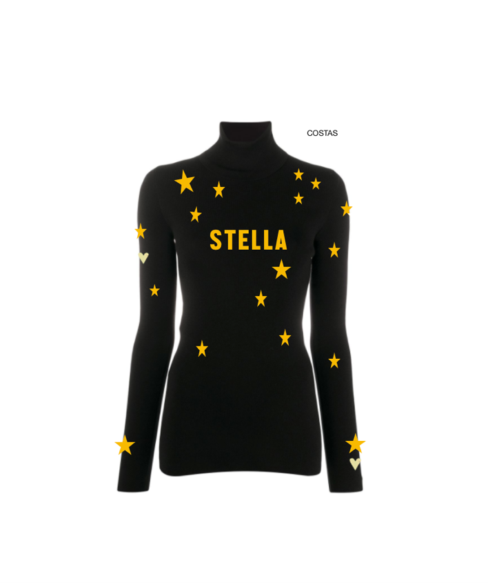 Pre Order - Ref. Stella 5 - Blusa térmica básica Mini Stars Preta com Ouro - Infantil
