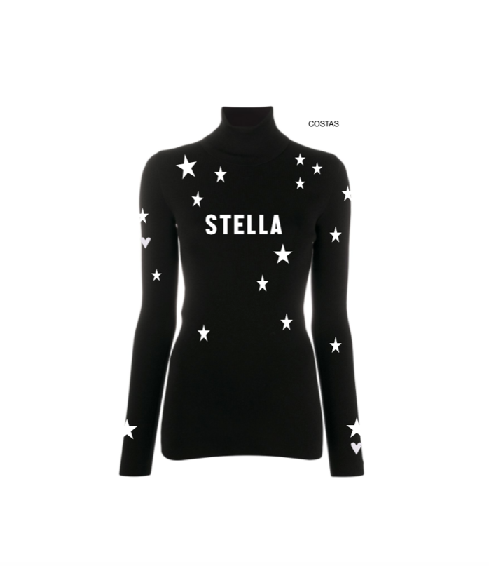 Pre Order - Ref. Stella 6 - Blusa térmica básica Mini Stars Preta com Branco - Infantil