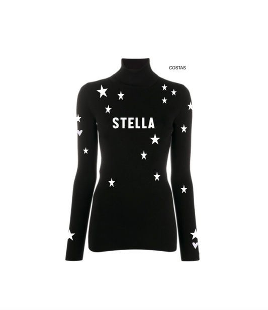 Pre Order - Ref. Stella 6 - Blusa térmica básica Mini Stars Preta com Branco - Infantil