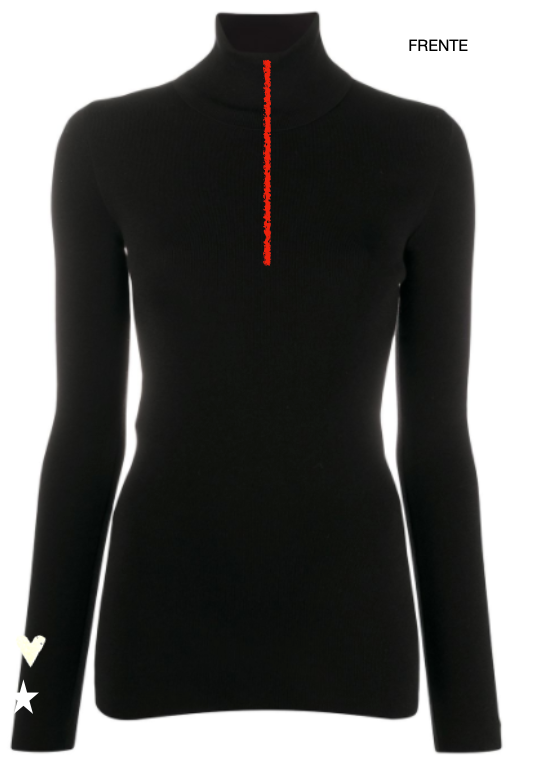 Pre Order - Ref. Malu 11  Blusa térmica ziper Bisous De L'Après Ski Branco com Vermelho Metalic