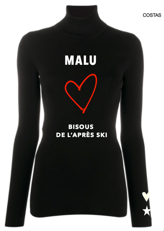 Pre Order - Ref. Malu 11  Blusa térmica ziper Bisous De L'Après Ski Branco com Vermelho Metalic