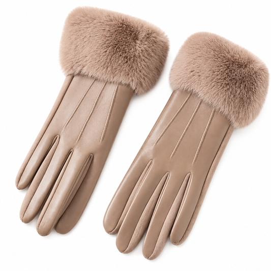 Luva couro Pelinho Vail Fendi