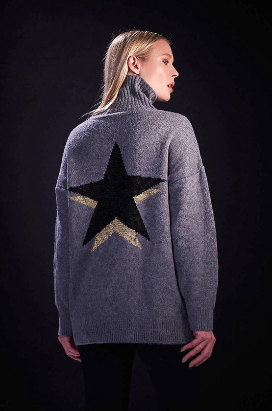 Tricot Shine Stars Grey Black