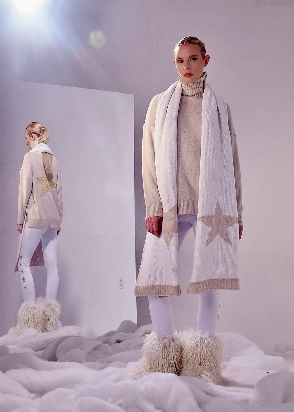 Tricot Shine Stars Areia Gold