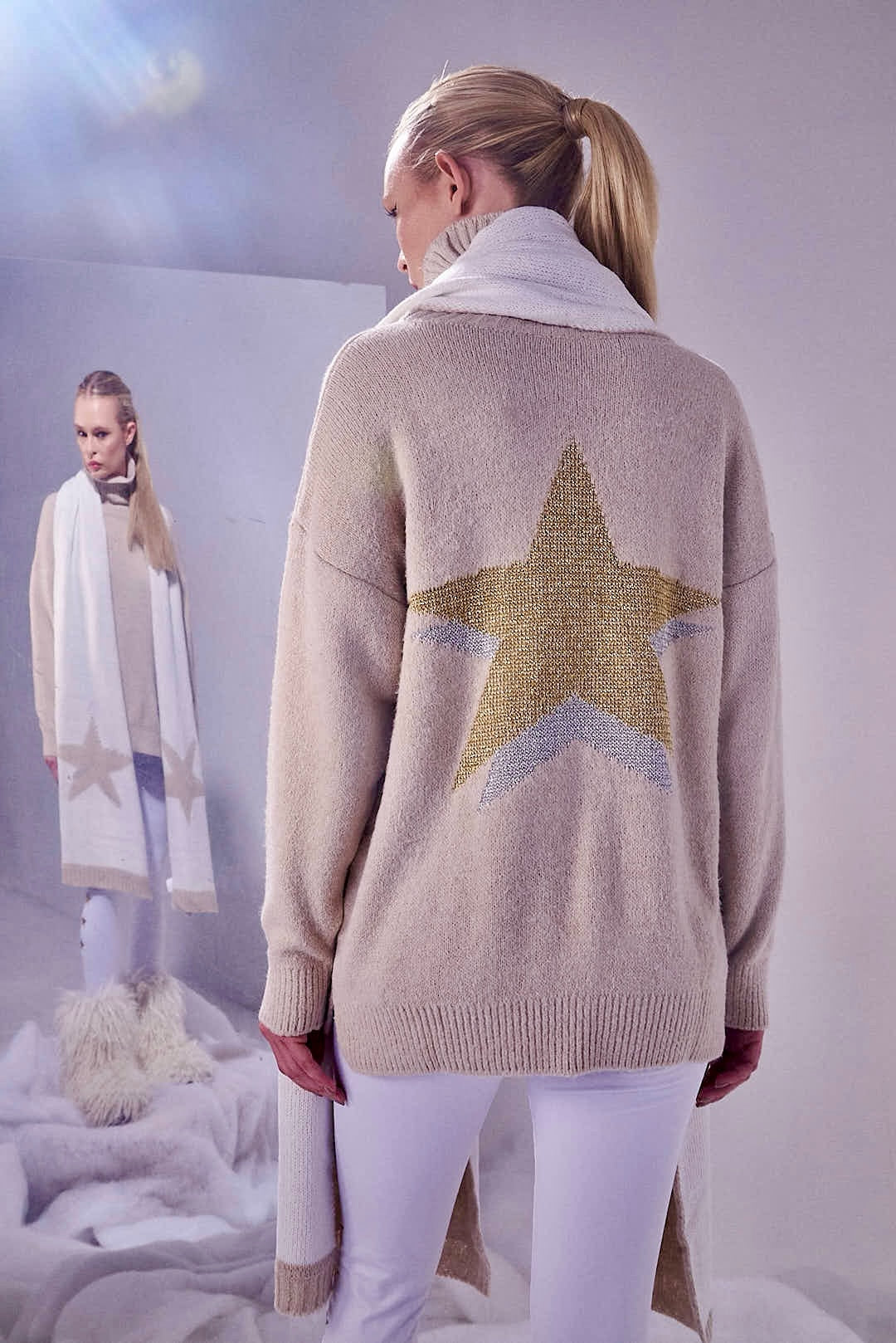 Tricot Shine Stars Areia Gold