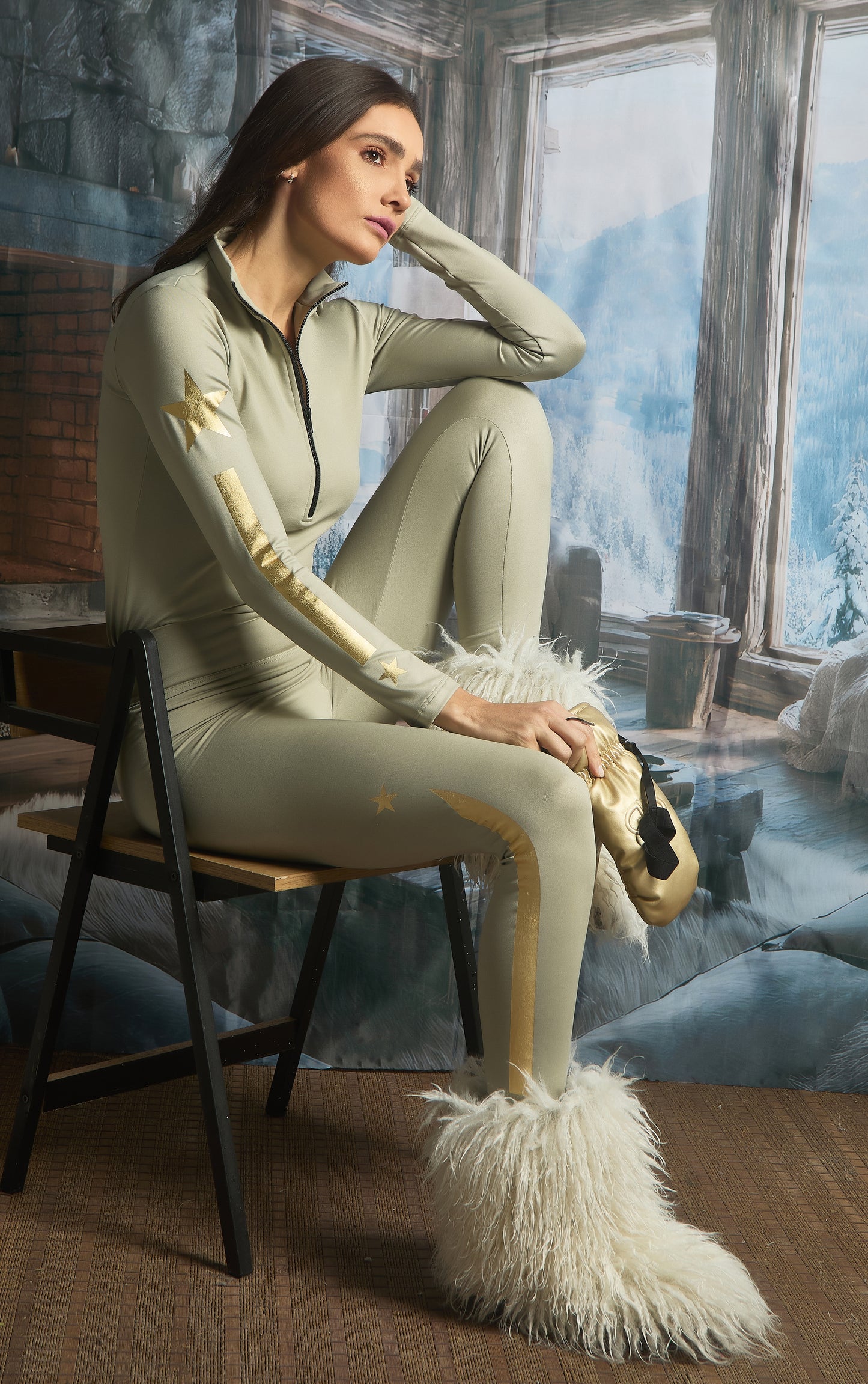 Calça Térmica Faixas Stars Camel