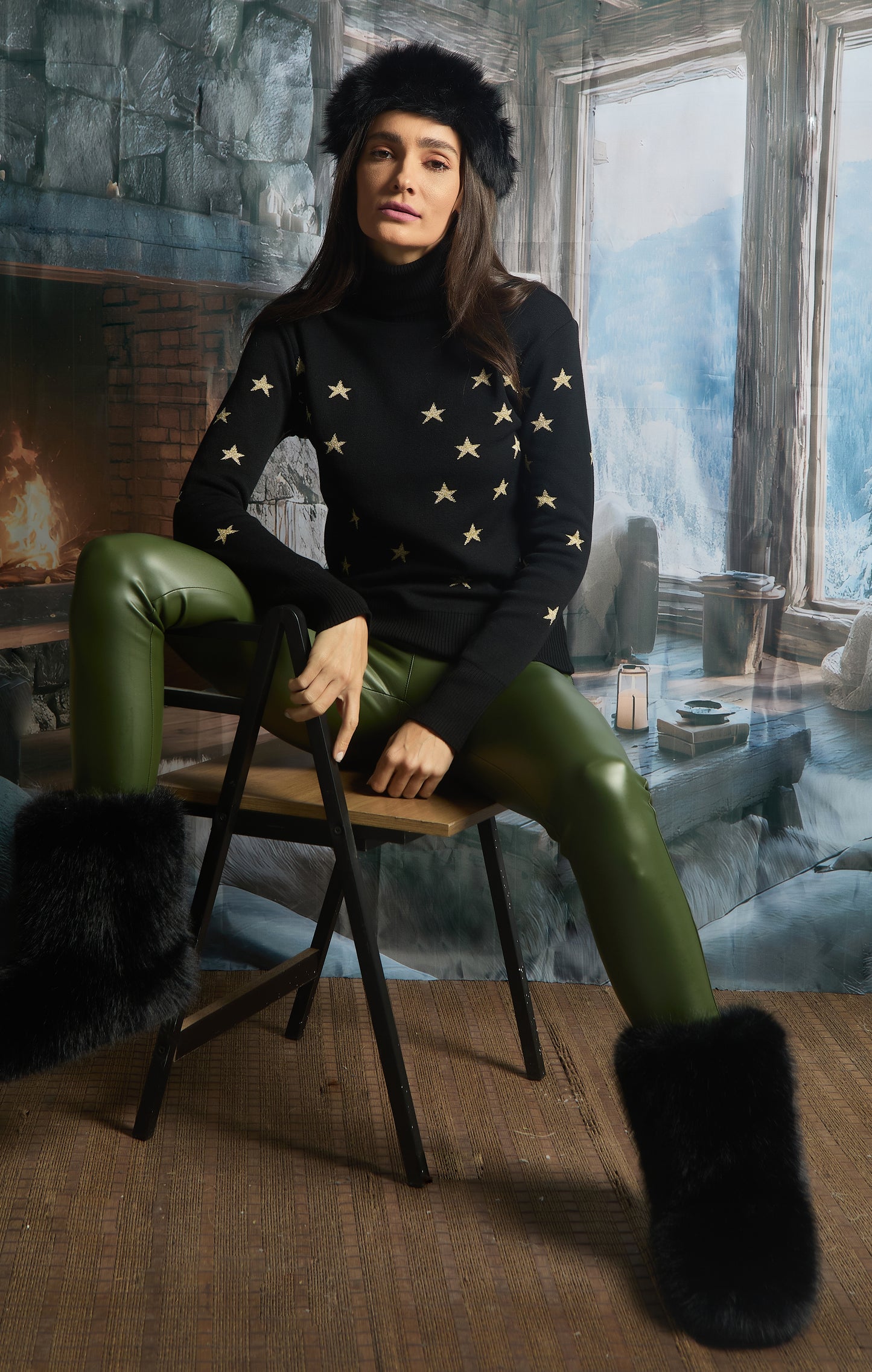 Tricot Mini Stars double face lurex Grafite