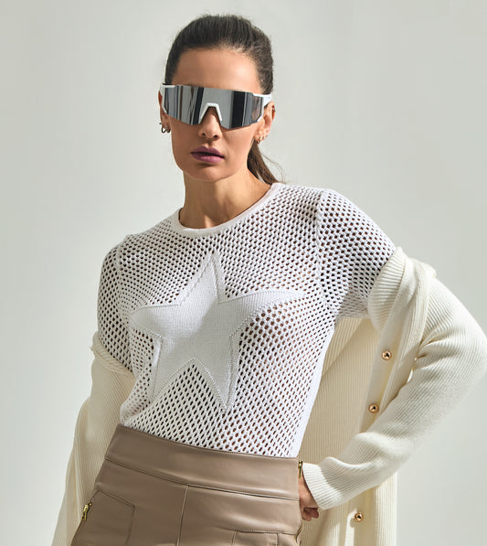 Tricot Tela Star White