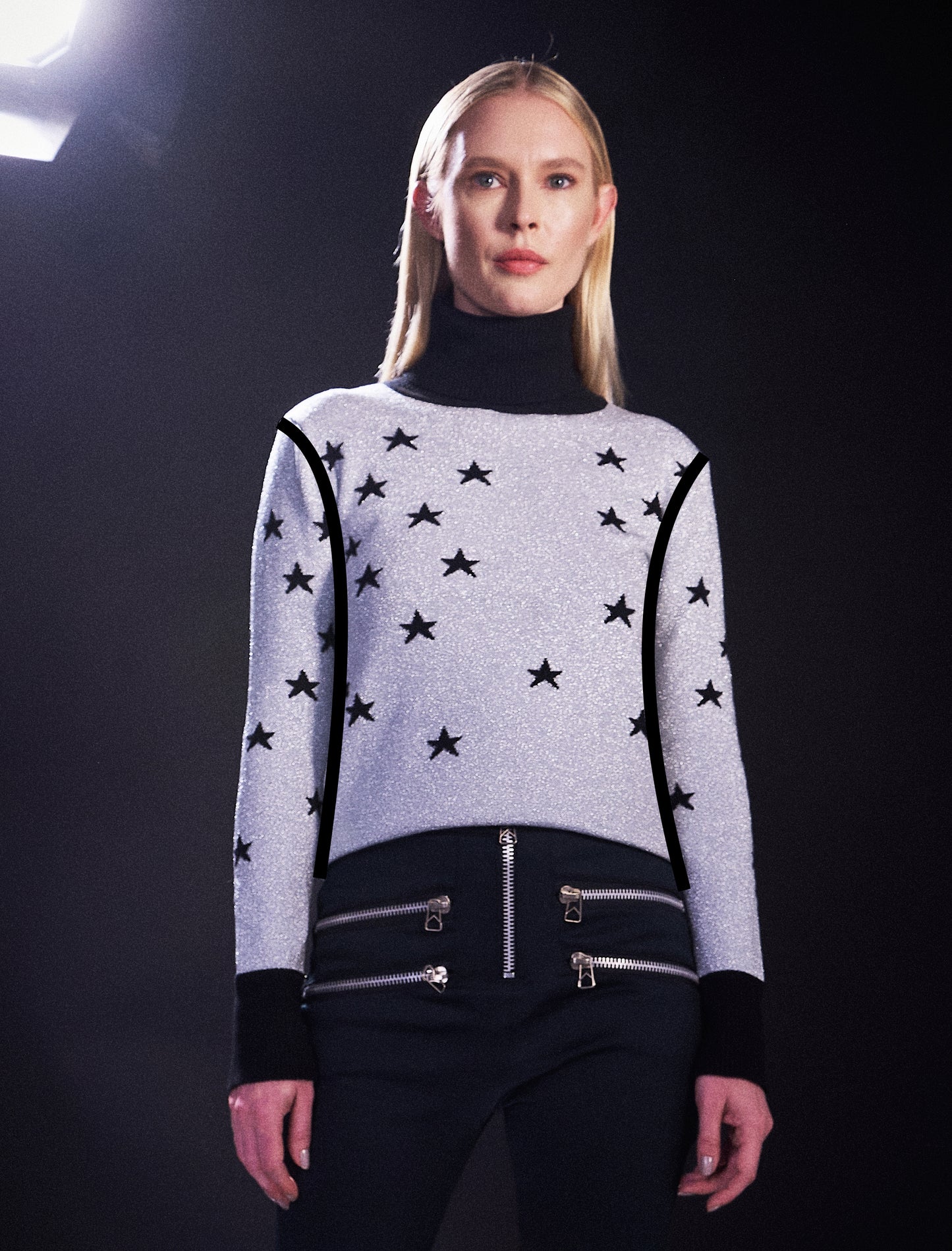 Tricot Mini Stars double face lurex Silver