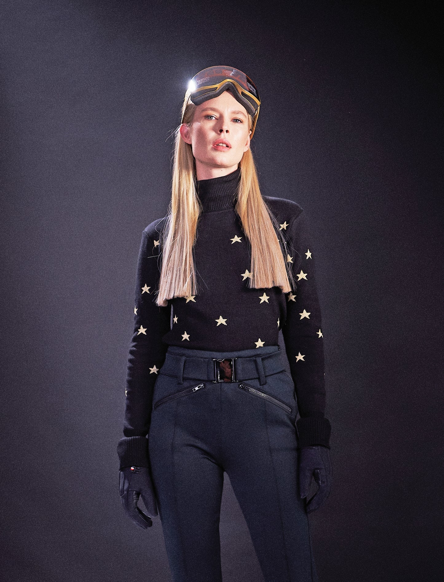 Tricot Mini Stars double face lurex Gold