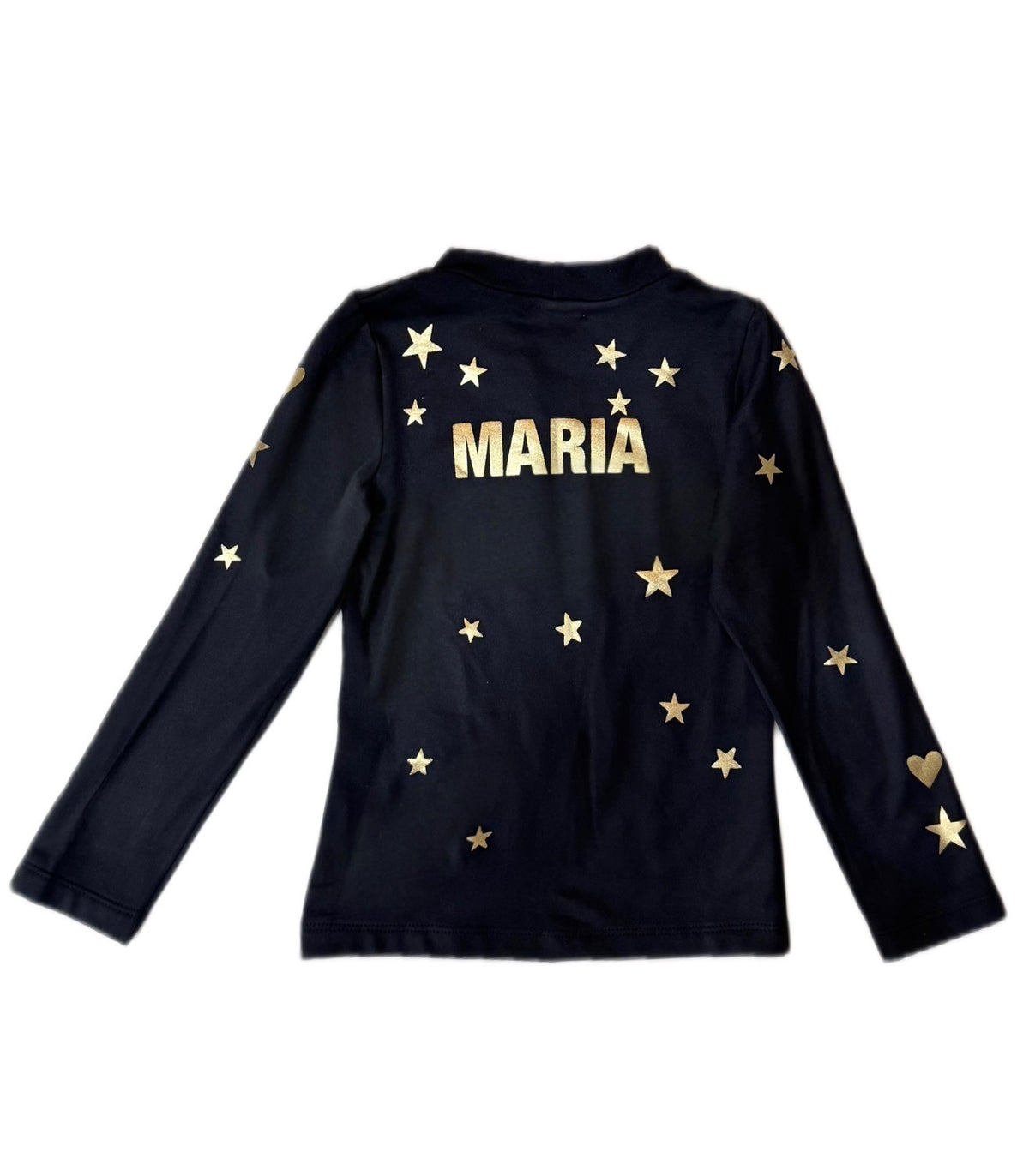 Pre Order - Ref. Stella 5 - Blusa térmica básica Mini Stars Preta com Ouro - Infantil