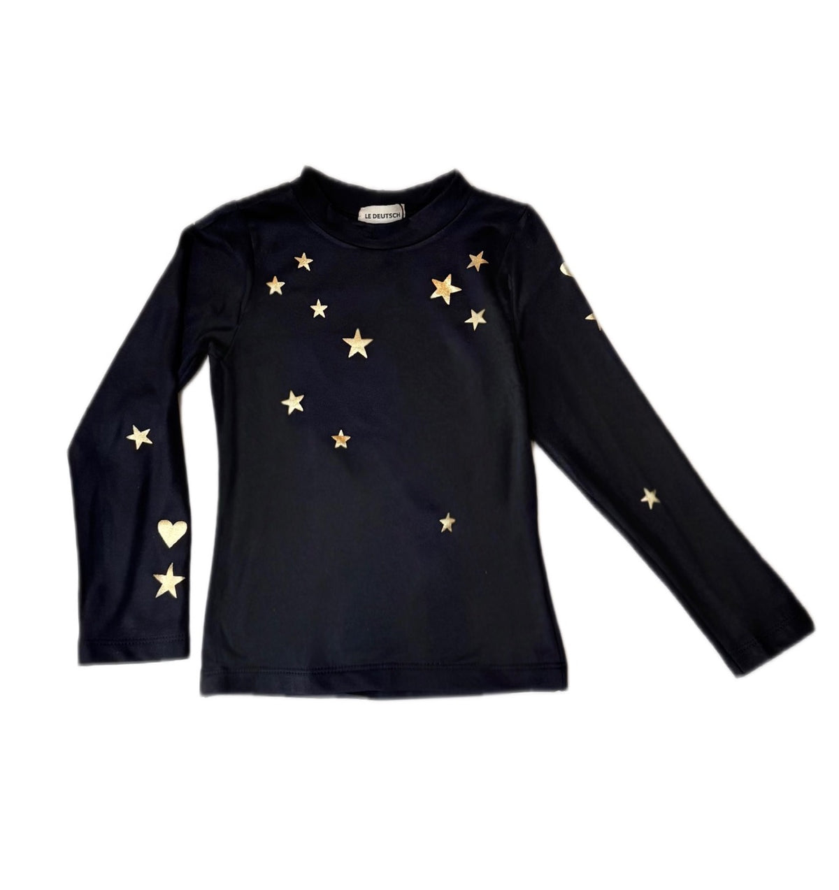 Pre Order - Ref. Stella 5 - Blusa térmica básica Mini Stars Preta com Ouro - Infantil